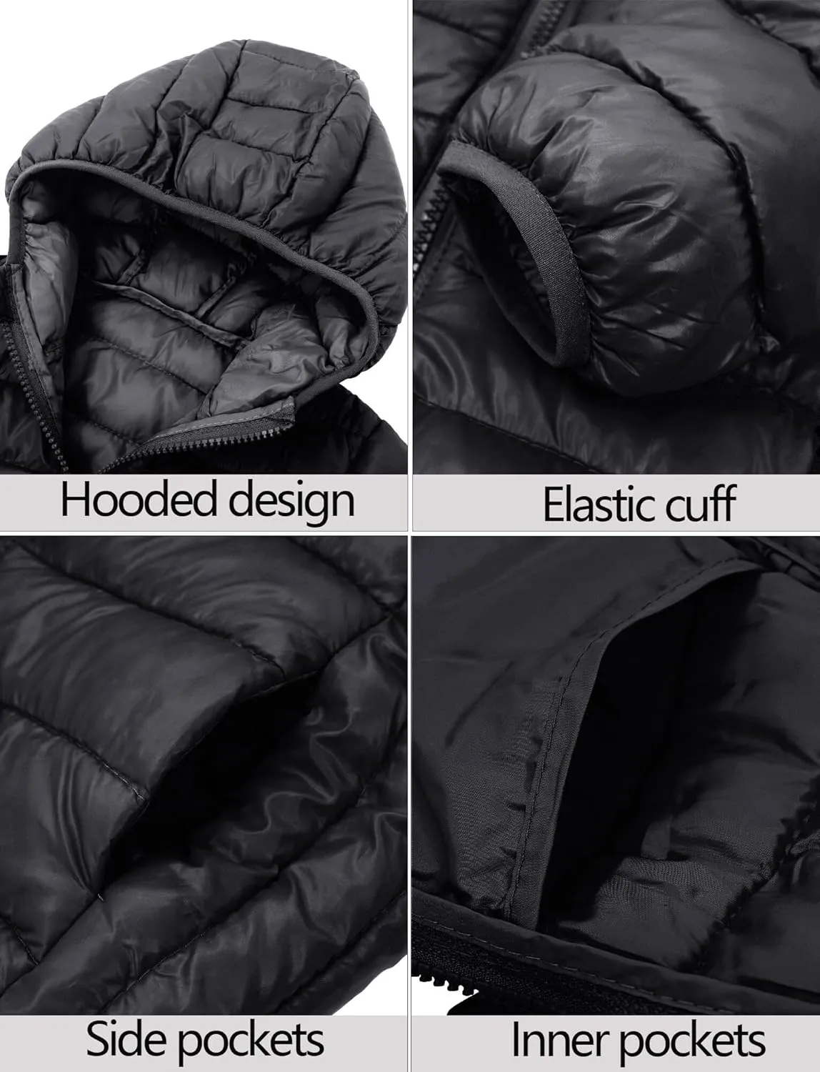 SEAUR Boys Girls Hooded Winter Puffer Jackets Lightweight Windproof Down Coat Warm Quilted Padded Outwear