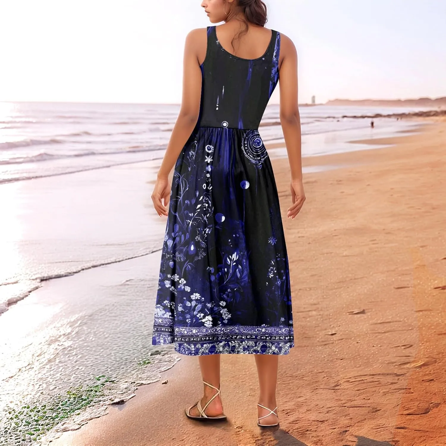 Sleeveless Summer Sundress Women Golf Plus Size Comfort Crewneck Dress Ladies
