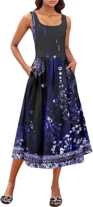 Sleeveless Summer Sundress Women Golf Plus Size Comfort Crewneck Dress Ladies