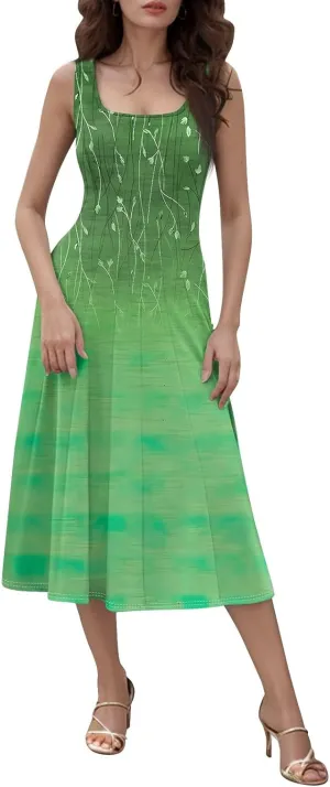 Sleeveless Tunic Sundress Womens Summer Party Print Comfort Dress for Women