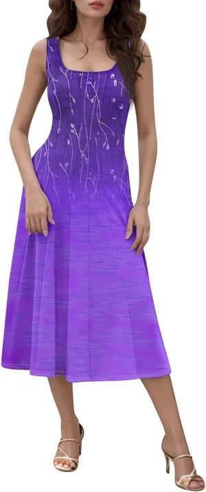 Sleeveless Tunic Sundress Womens Summer Party Print Comfort Dress for Women