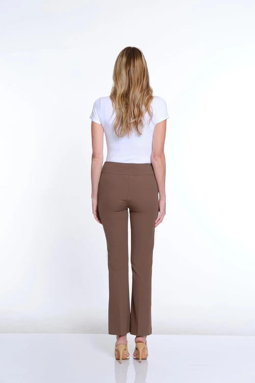 SLIM-SATION Women's Wide Band Elastic Waist Pull on Flare Leg Pant