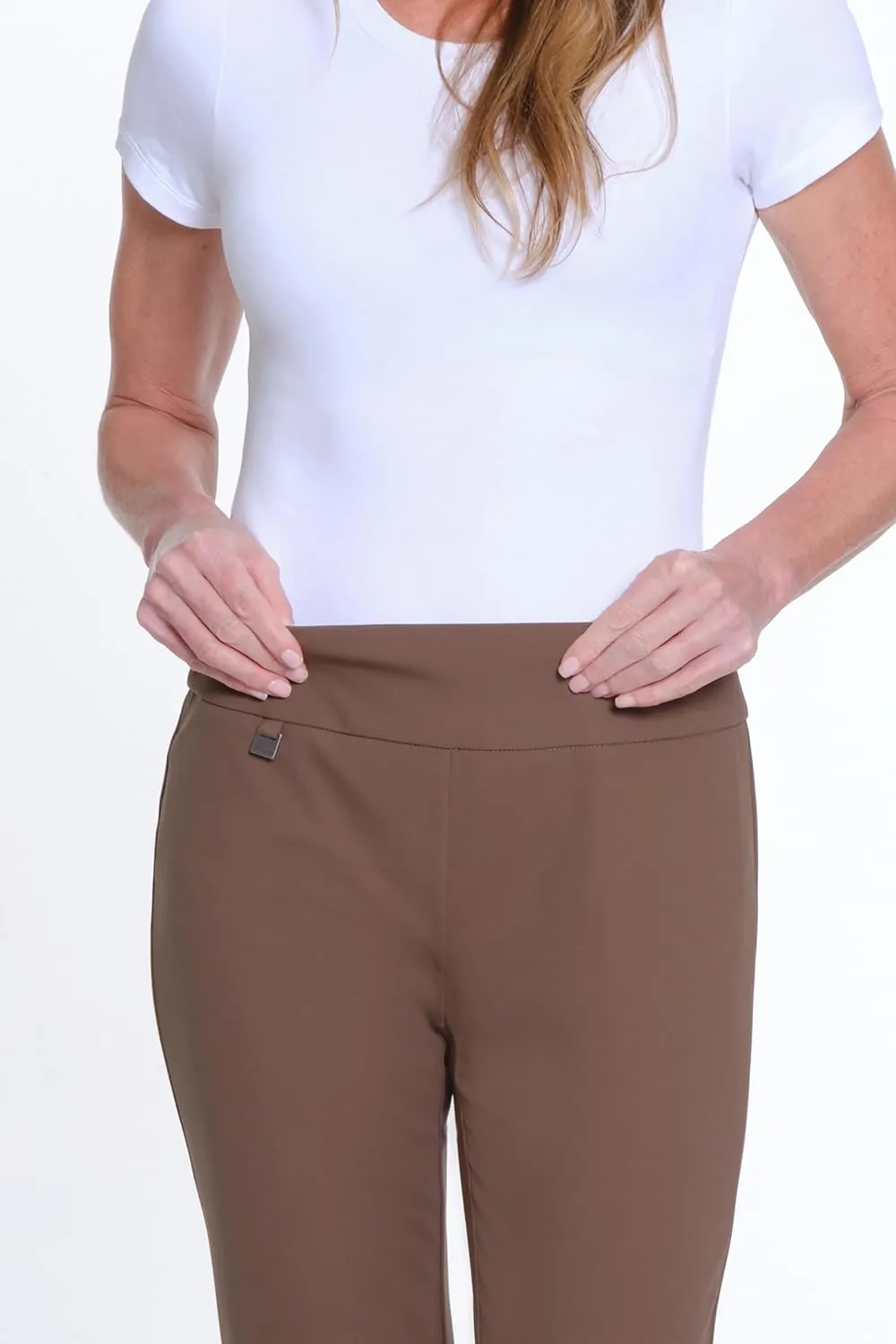 SLIM-SATION Women's Wide Band Elastic Waist Pull on Flare Leg Pant