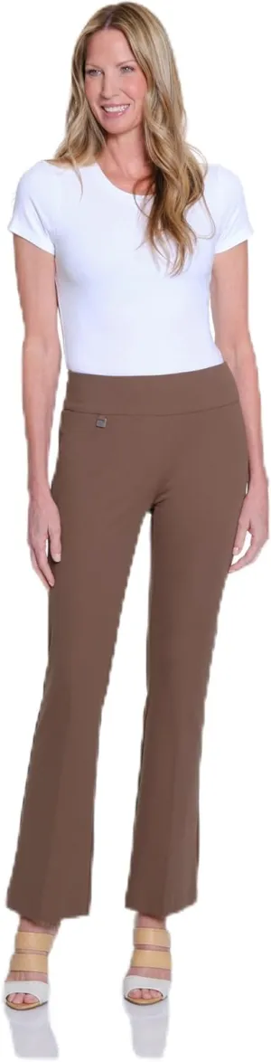 SLIM-SATION Women's Wide Band Elastic Waist Pull on Flare Leg Pant