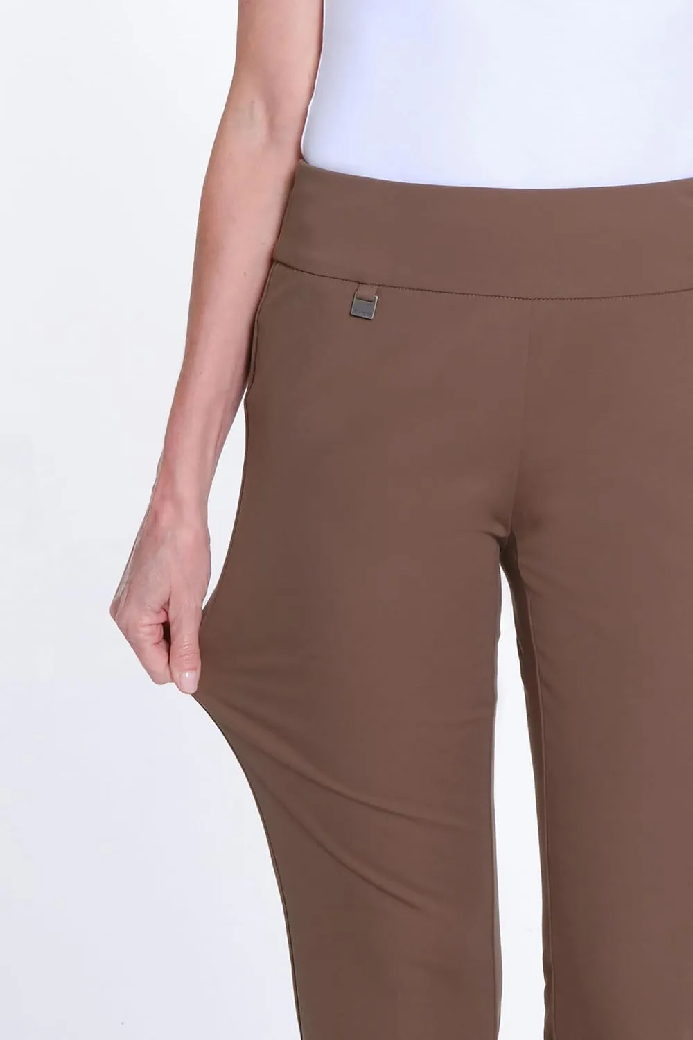 SLIM-SATION Women's Wide Band Elastic Waist Pull on Flare Leg Pant