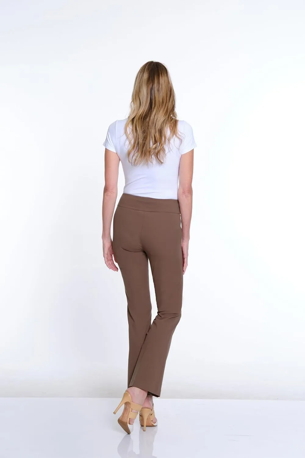 SLIM-SATION Women's Wide Band Elastic Waist Pull on Flare Leg Pant