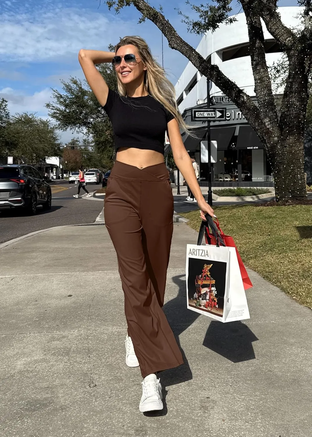 Soothfeel Wide Leg Pants Woman Yoga Pants with Pocket Crosscover High Waist Stretch Work Lounge Casual Dress Sweatpants