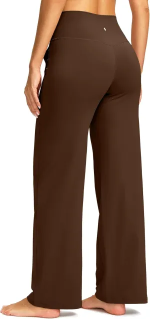 Soothfeel Wide Leg Pants Woman Yoga Pants with Pocket Crosscover High Waist Stretch Work Lounge Casual Dress Sweatpants