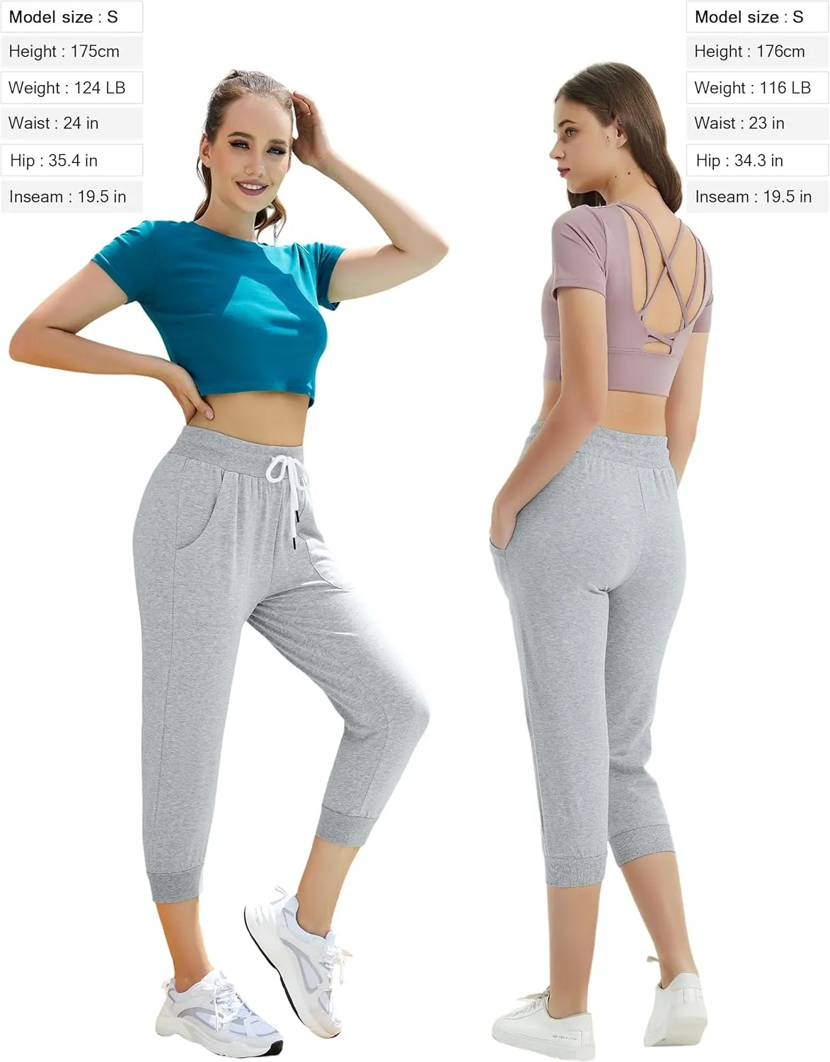 SPECIALMAGIC Women's Sweatpants Capri Pants Cropped Jogger Running Pants Lounge Loose Fit Drawstring Waist with Side Pockets