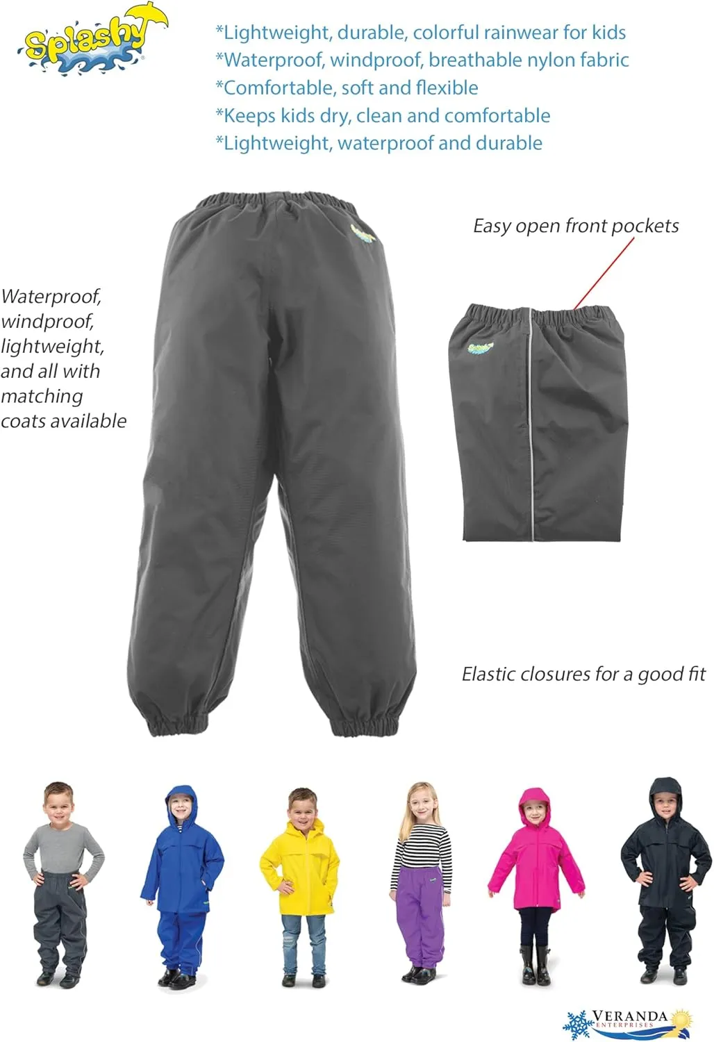 Splashy Waterproof Rain Pants for Kids