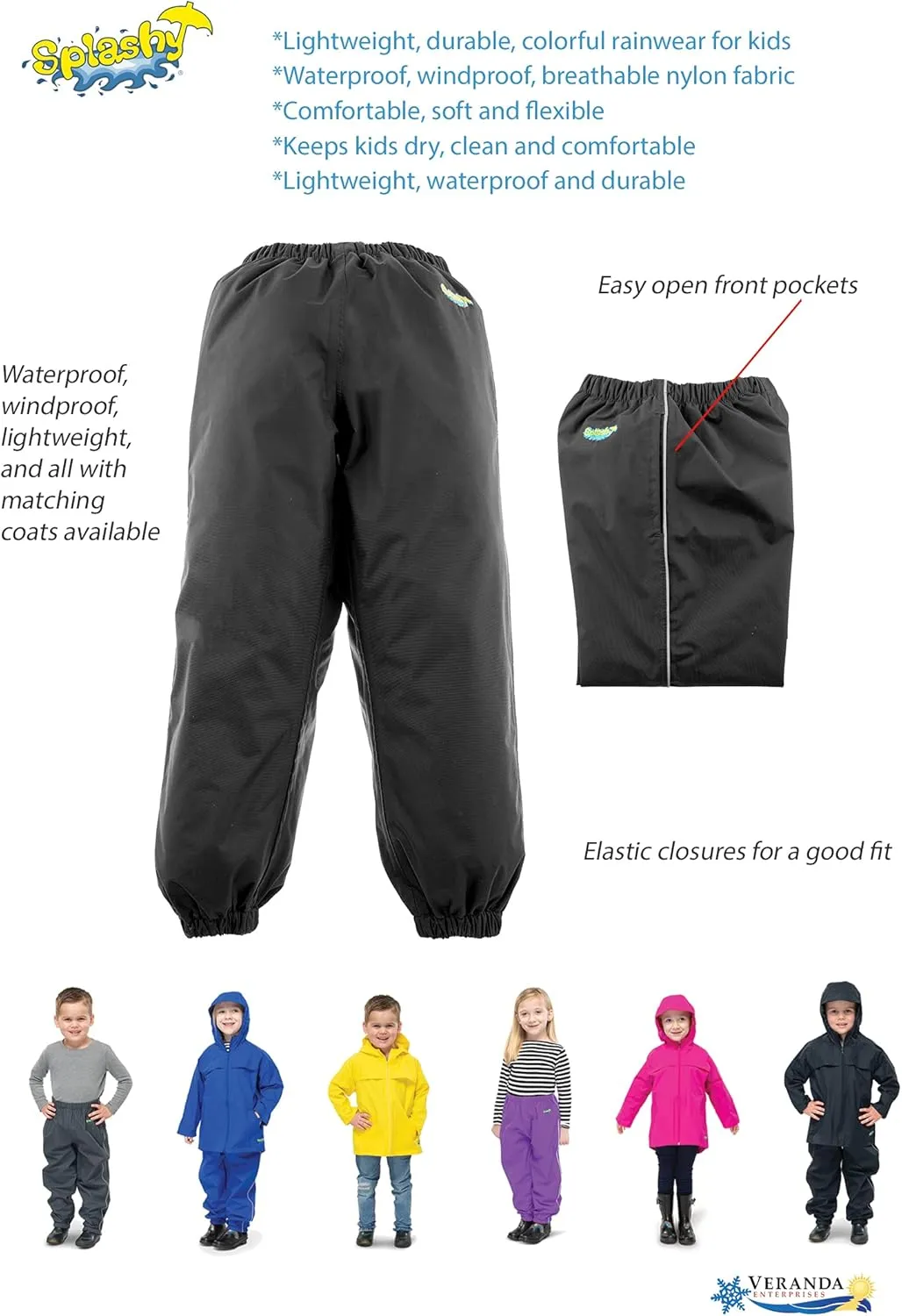 Splashy Waterproof Rain Pants for Kids