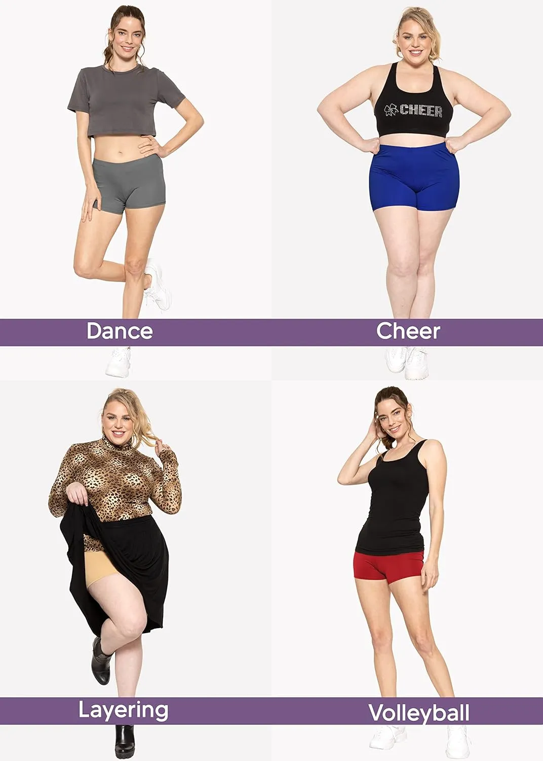 STRETCH IS COMFORT Women's and Plus Size Nylon Booty Shorts | S-3X
