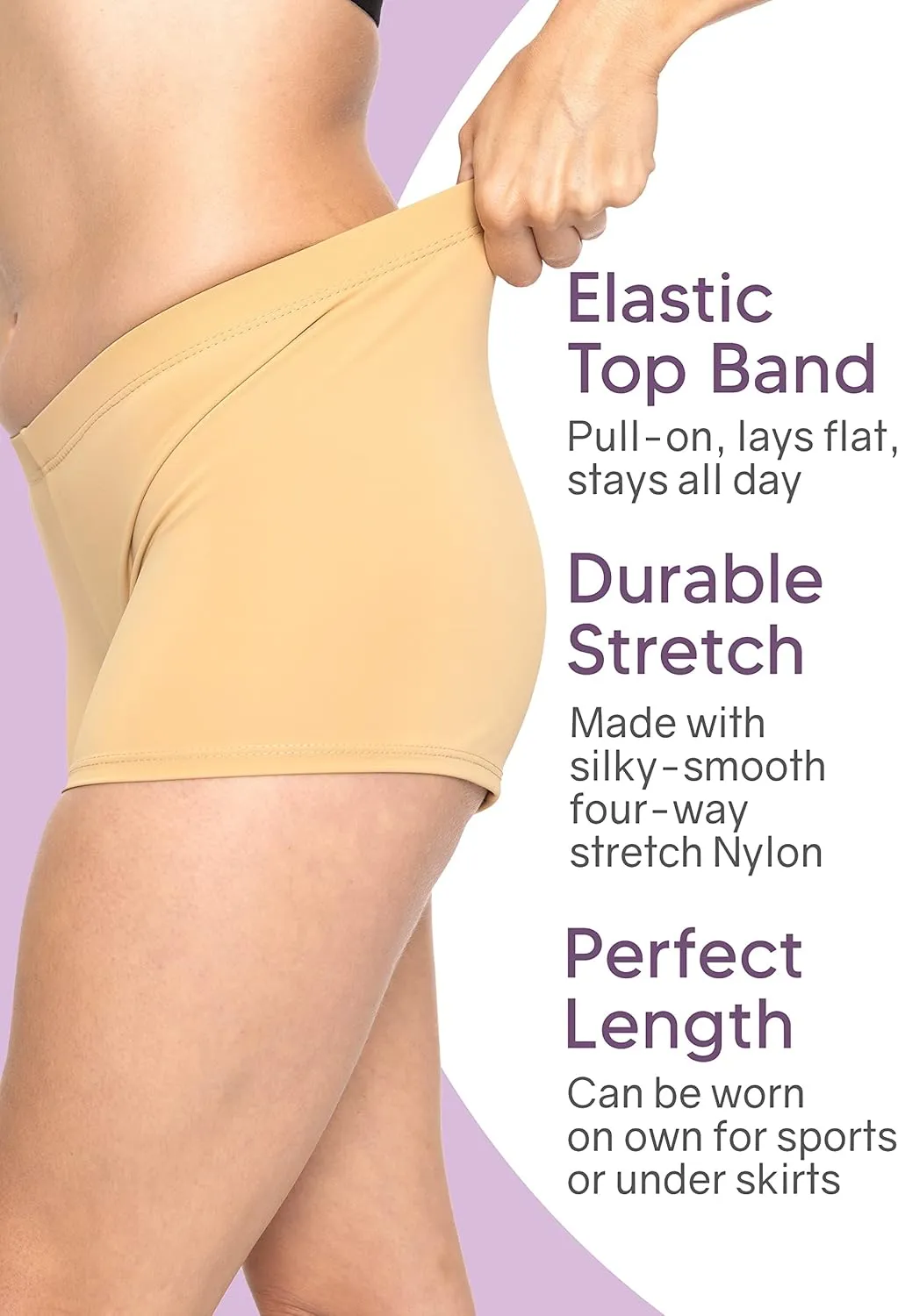 STRETCH IS COMFORT Women's and Plus Size Nylon Booty Shorts | S-3X