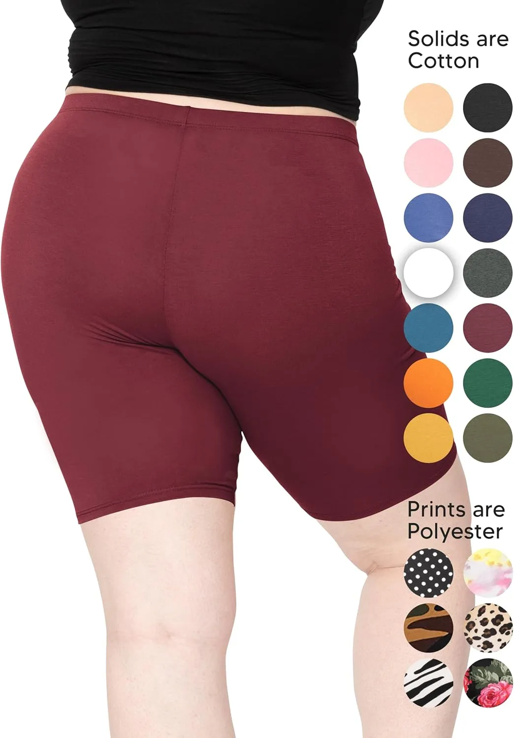STRETCH IS COMFORT Women's Plus Size Cotton Biker Shorts | Cotton | X-Large - 7X