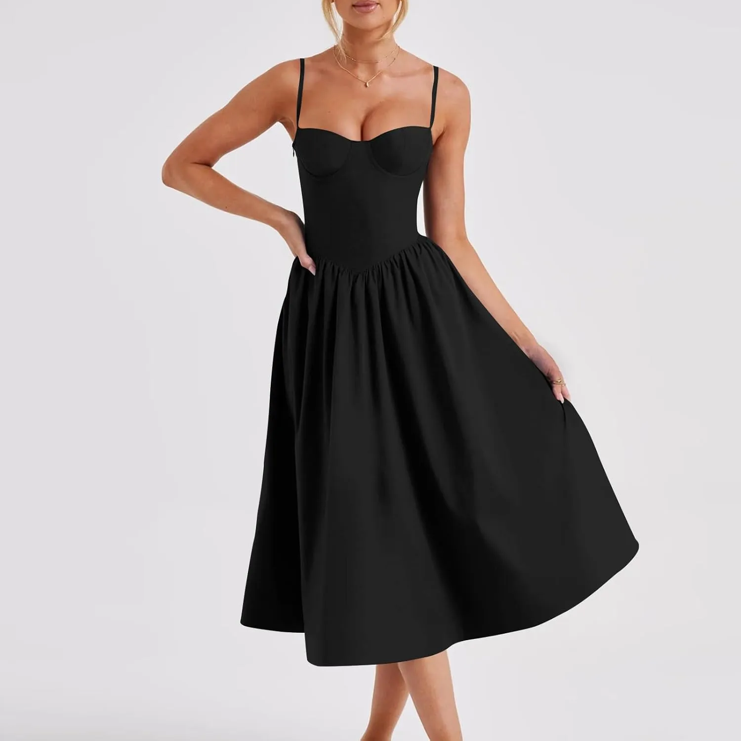 Summer Wedding Guest Dress Trendy Elegant Camisole Skirt for Women Bubble Princess Long Sundress Fit Comfort Evening