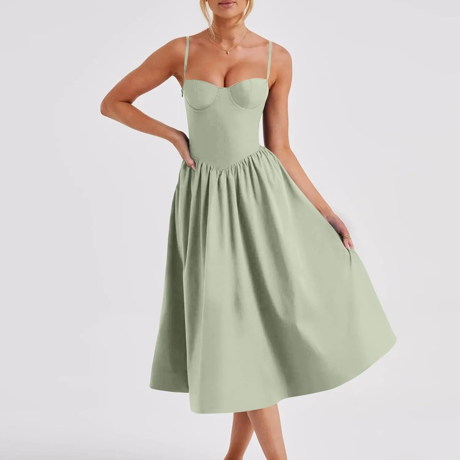 Summer Wedding Guest Dress Trendy Elegant Camisole Skirt for Women Bubble Princess Long Sundress Fit Comfort Evening