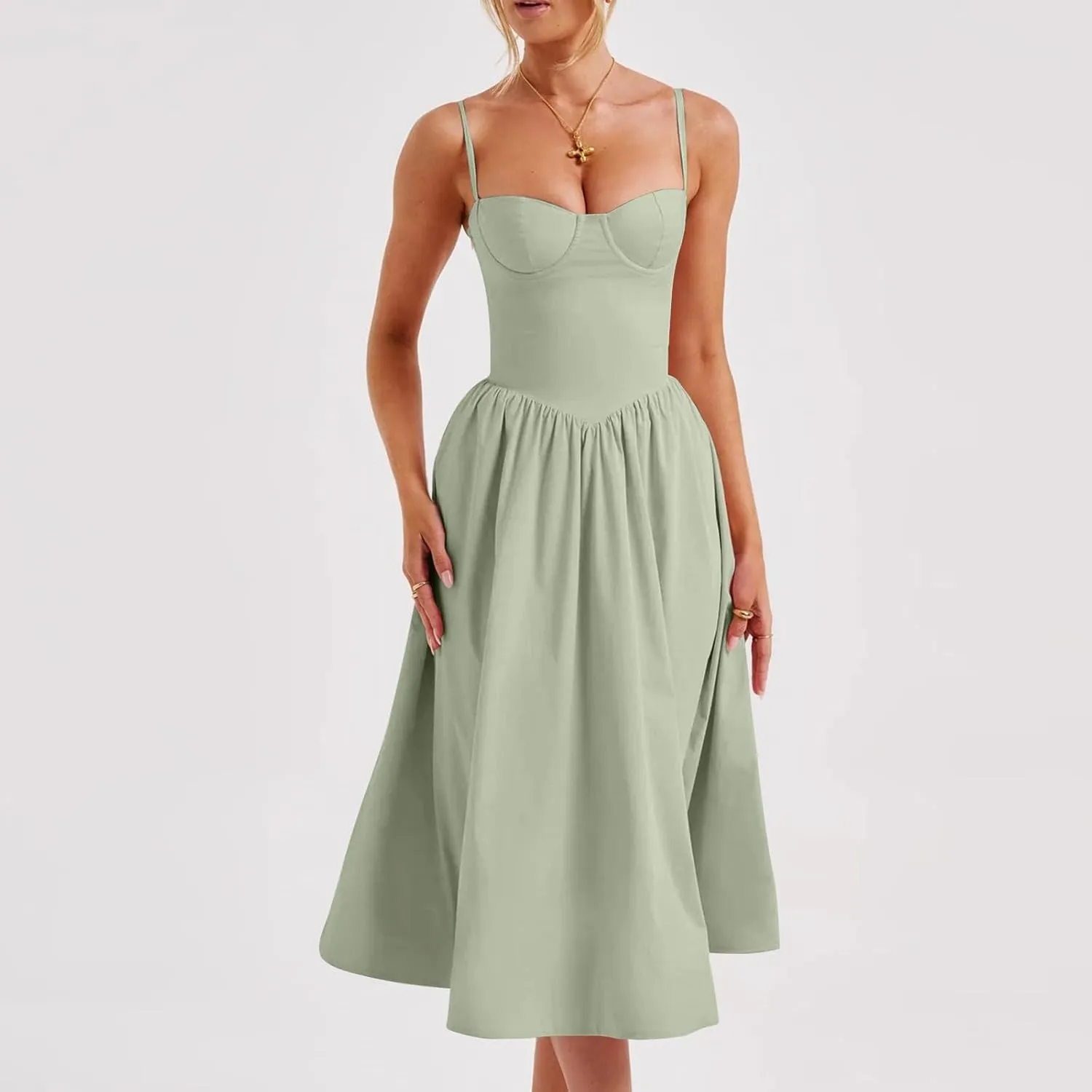 Summer Wedding Guest Dress Trendy Elegant Camisole Skirt for Women Bubble Princess Long Sundress Fit Comfort Evening