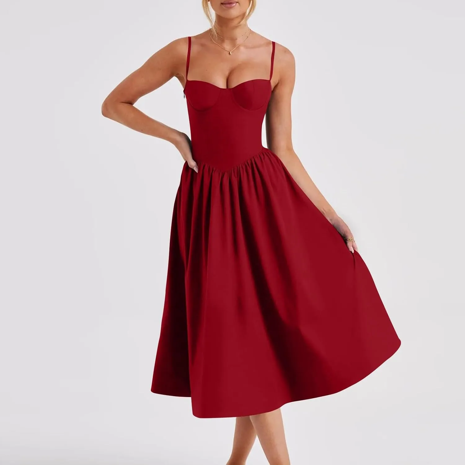 Summer Wedding Guest Dress Trendy Elegant Camisole Skirt for Women Bubble Princess Long Sundress Fit Comfort Evening