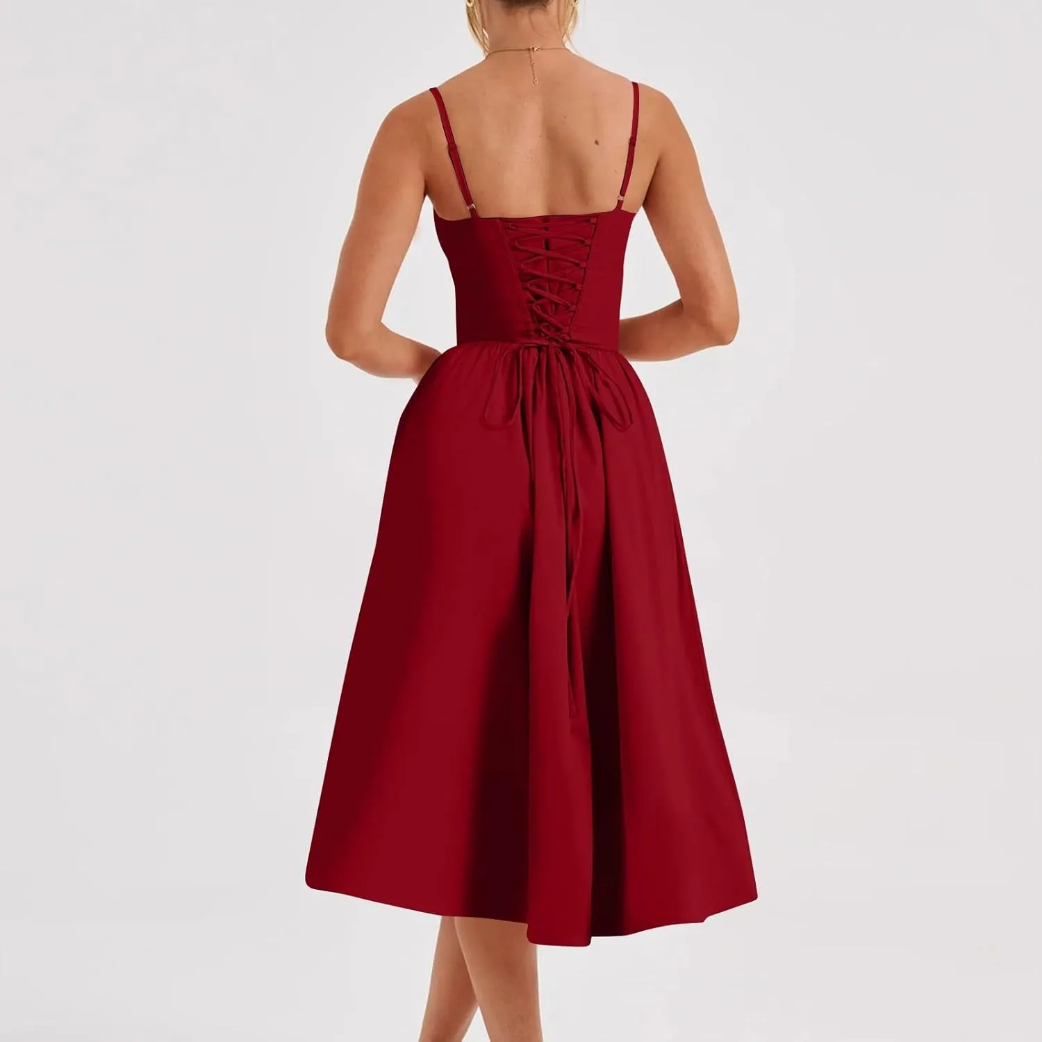 Summer Wedding Guest Dress Trendy Elegant Camisole Skirt for Women Bubble Princess Long Sundress Fit Comfort Evening