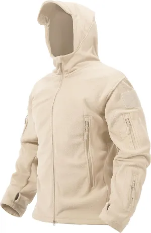 TACVASEN Mens Fleece Jacket Full Zip Tactical Hoodies Winter Coats Windproof Hoodies Warm Hunting