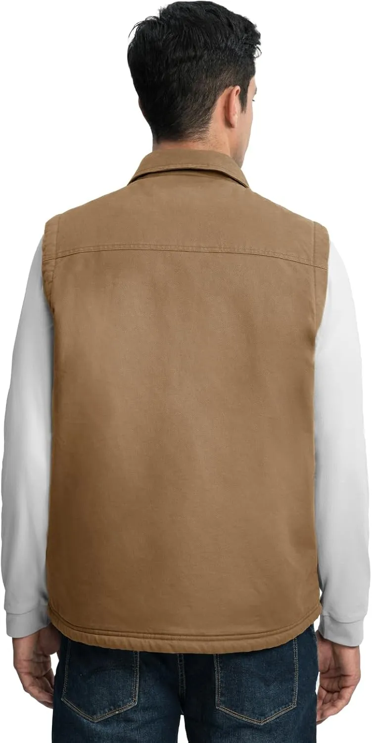 TBMPOY Men's Winter Vest Casual Sherpa Fleece lined Full Zip Lightweight Vest Outerwear Warm Cotton Travel Jackets
