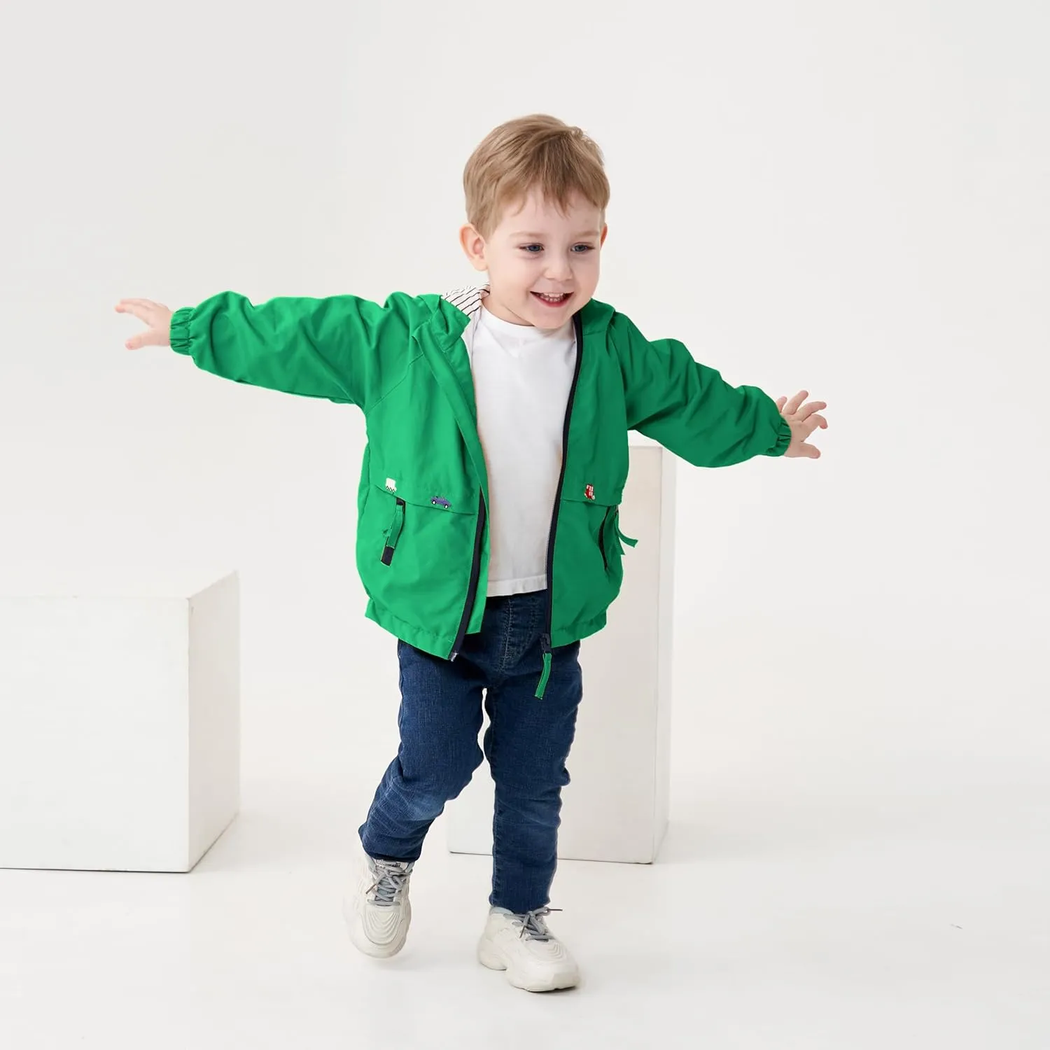 Volunboy Toddler Boys Windbreaker Casual Outerwear Kids Lightweight Zip Hooded Jacket Baby Cute Dust Coat