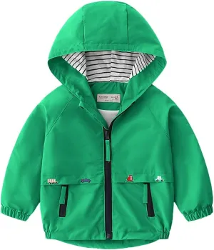 Volunboy Toddler Boys Windbreaker Casual Outerwear Kids Lightweight Zip Hooded Jacket Baby Cute Dust Coat