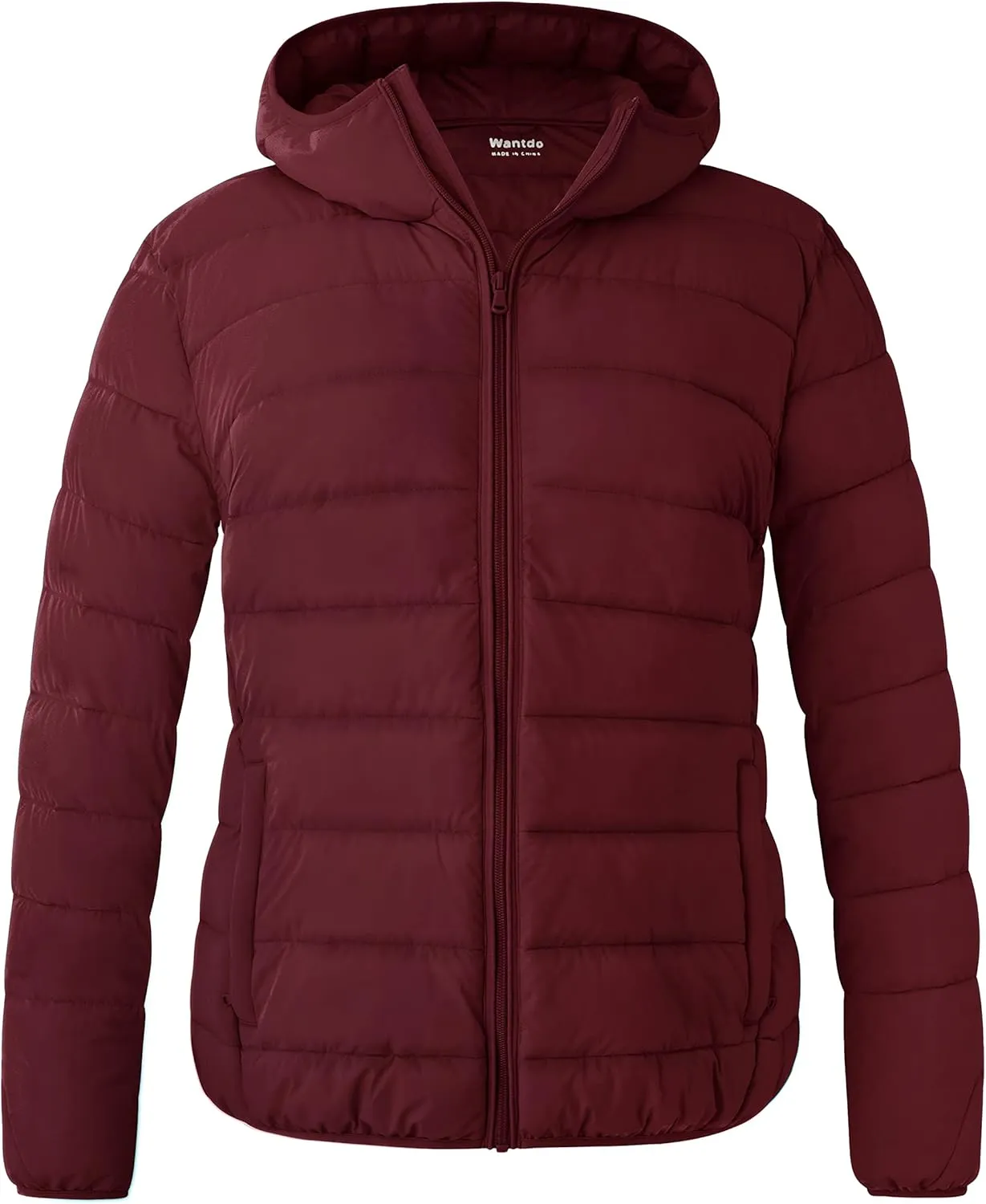 wantdo Women's Plus Size Lightweight Jackets Full-Zip Quilted Warm Jacket with Hood