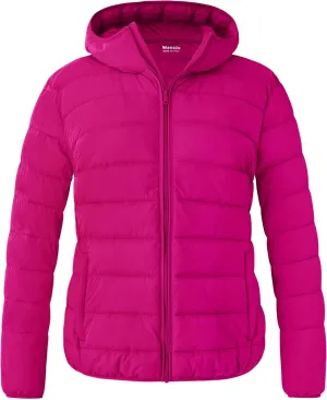 wantdo Women's Plus Size Lightweight Jackets Full-Zip Quilted Warm Jacket with Hood