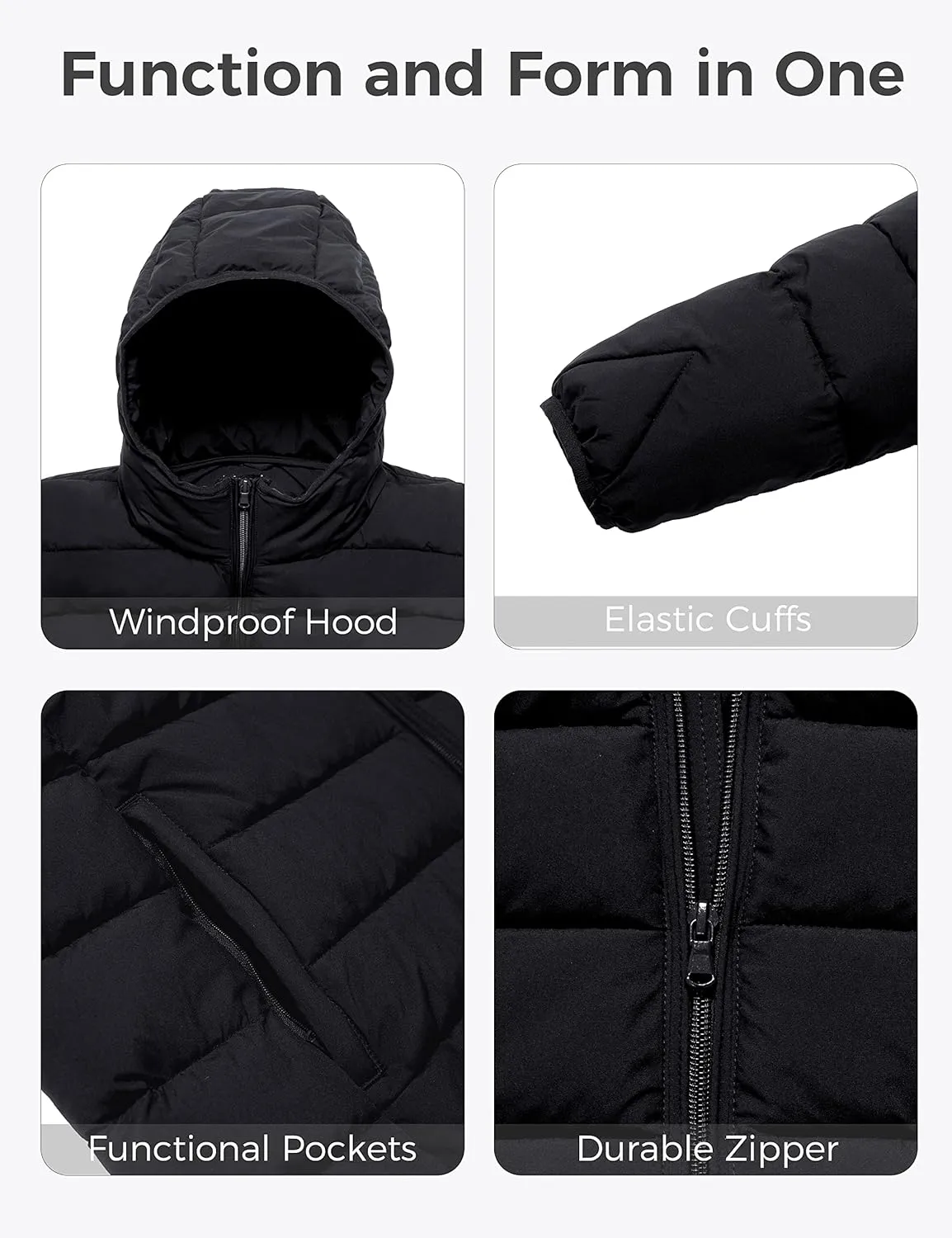 wantdo Women's Plus Size Lightweight Jackets Full-Zip Quilted Warm Jacket with Hood