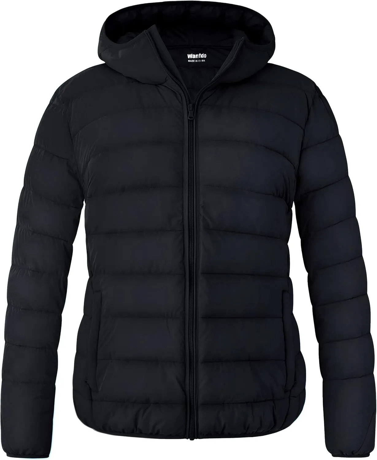wantdo Women's Plus Size Lightweight Jackets Full-Zip Quilted Warm Jacket with Hood