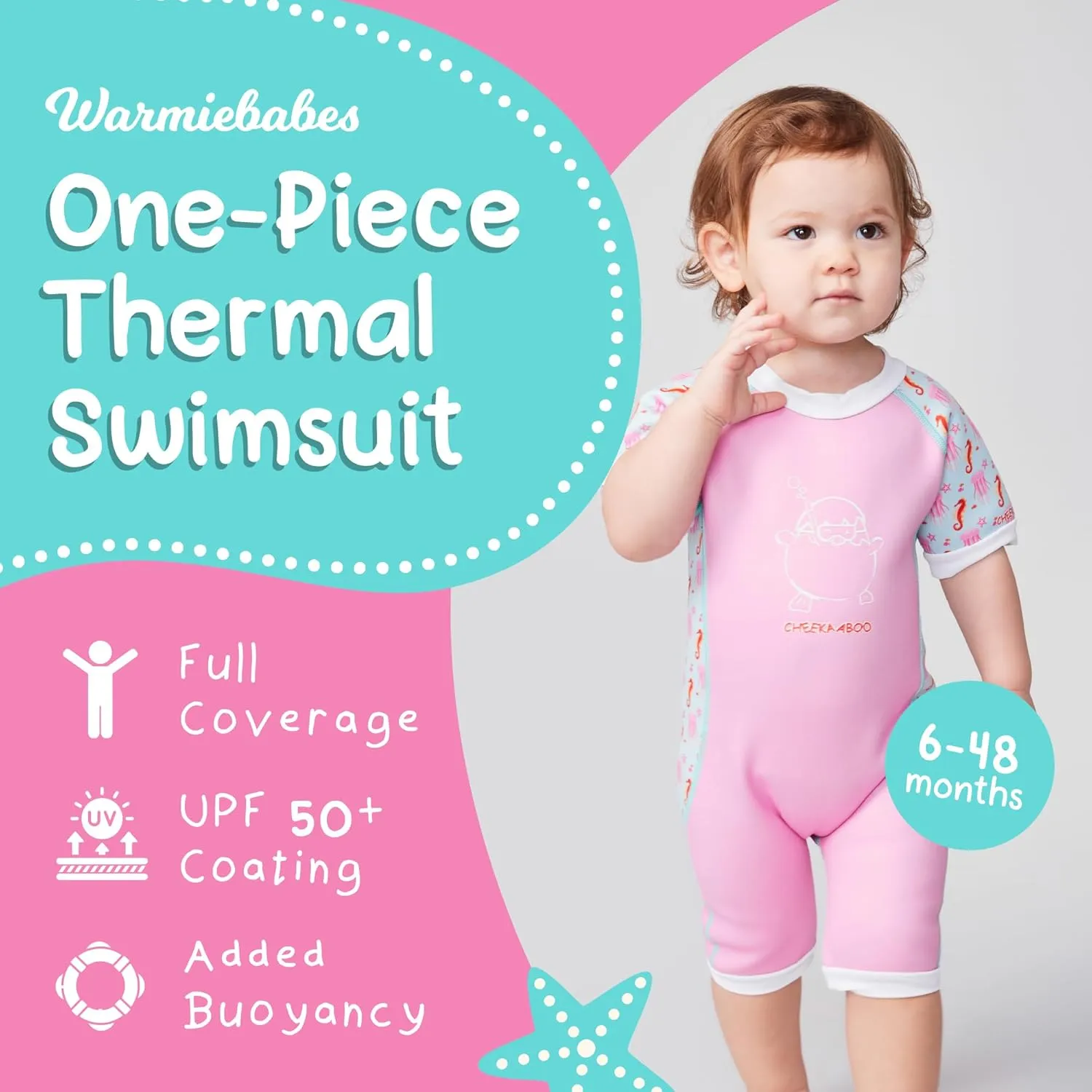 Warmiebabes Baby and Toddler Swimsuit, Thermal Baby Swimsuit Made with UPF50  Neoprene, Quick-Dry Wetsuit