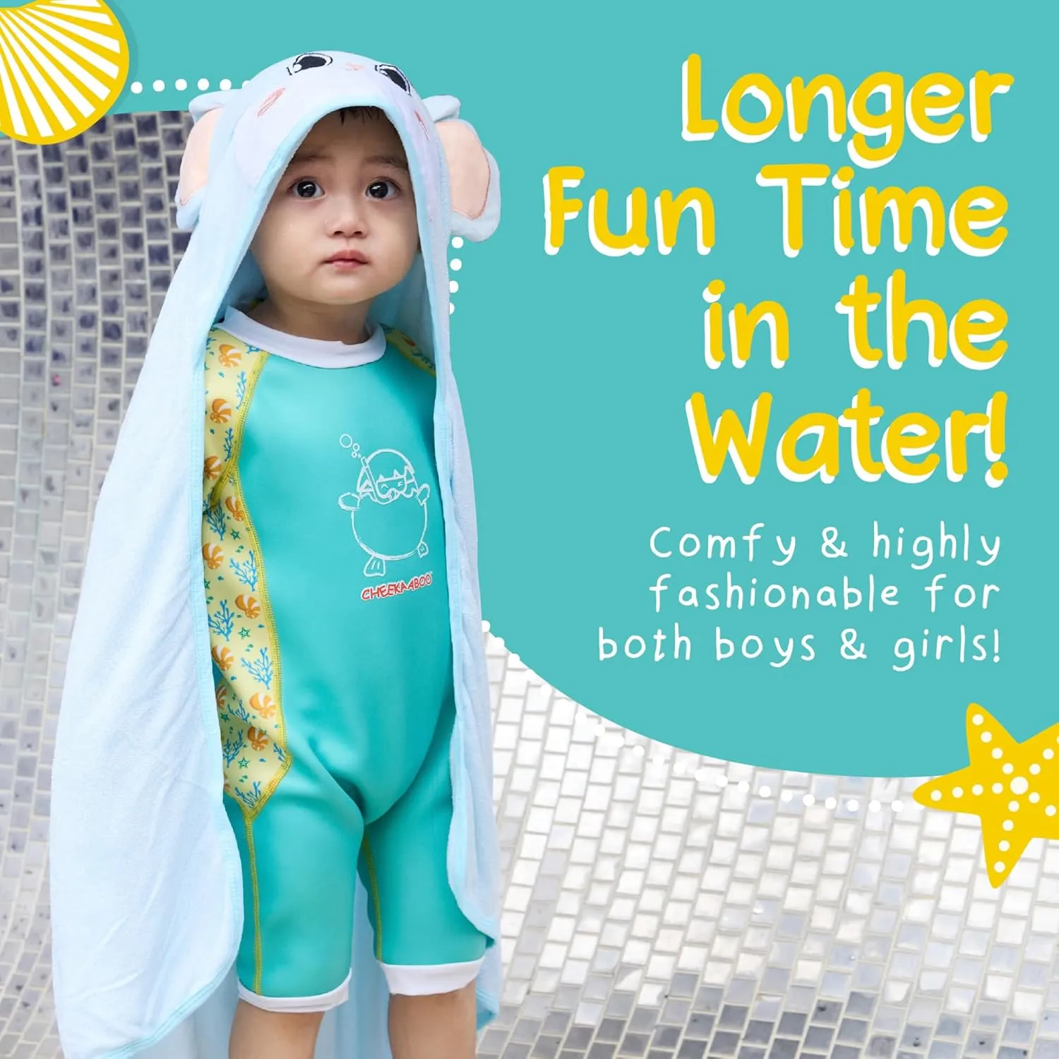 Warmiebabes Baby and Toddler Swimsuit, Thermal Baby Swimsuit Made with UPF50  Neoprene, Quick-Dry Wetsuit