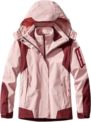 Winter Coats for Women 3 in 1 Snow Ski Jacket Detachable Fleece Warm Hooded Jackets Waterproof Windproof Windbreaker