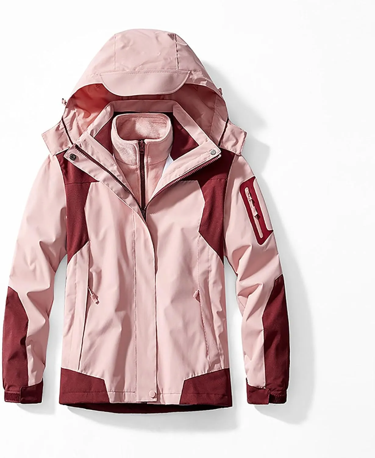 Winter Coats for Women 3 in 1 Snow Ski Jacket Detachable Fleece Warm Hooded Jackets Waterproof Windproof Windbreaker