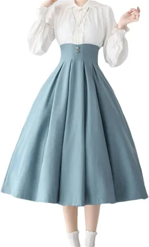 Women Elegant Classical Midi Skirt Vintage Button Slim Party Long Office A-Line Skirt
