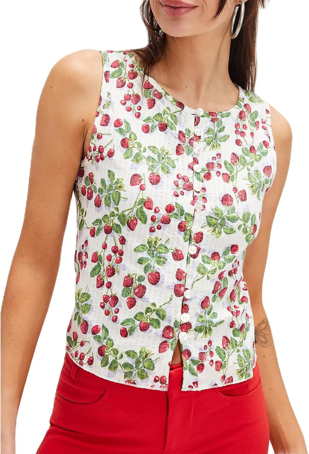 Women Lace Trim Button Up Cami Tank Crop Tops Y2k Front Tie Up Floral Ruffle Babydoll Tees Shirt Summer