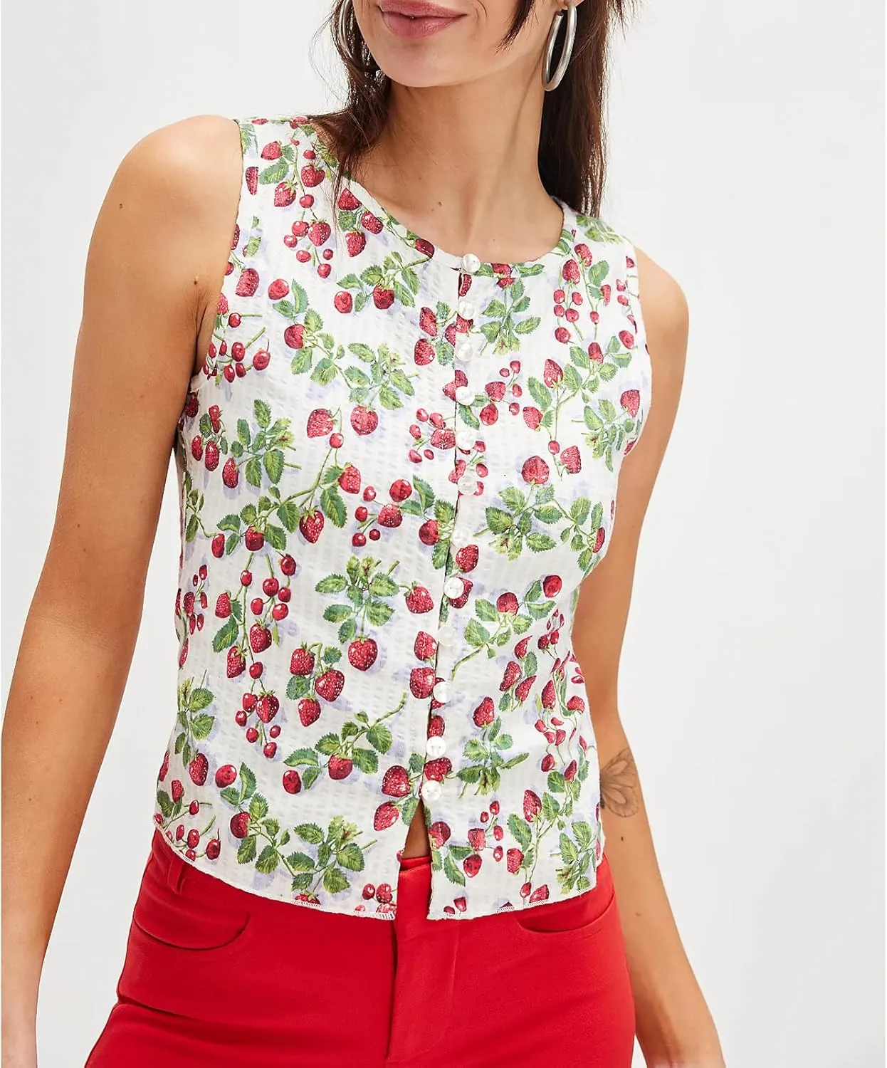 Women Lace Trim Button Up Cami Tank Crop Tops Y2k Front Tie Up Floral Ruffle Babydoll Tees Shirt Summer