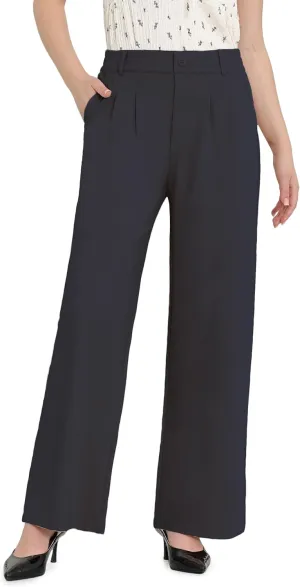 Women Wide Leg Dress Pants High Elastic Waisted Work Business Office Pants Casual Slacks Trousers with Pockets 29"
