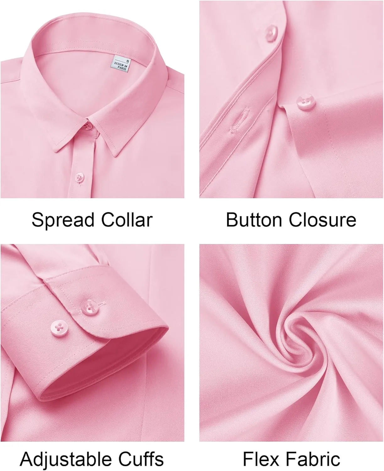 Women's Button Down Shirts Long Sleeve Dress Shirts Collared Fitted Work Office Blouse Tops Wrinkle Free