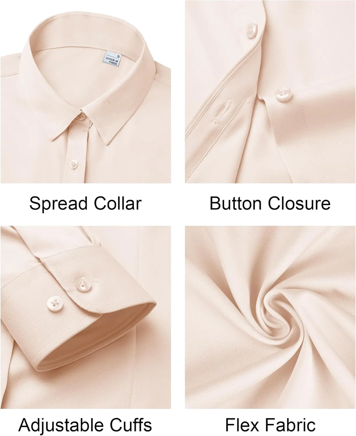 Women's Button Down Shirts Long Sleeve Dress Shirts Collared Fitted Work Office Blouse Tops Wrinkle Free