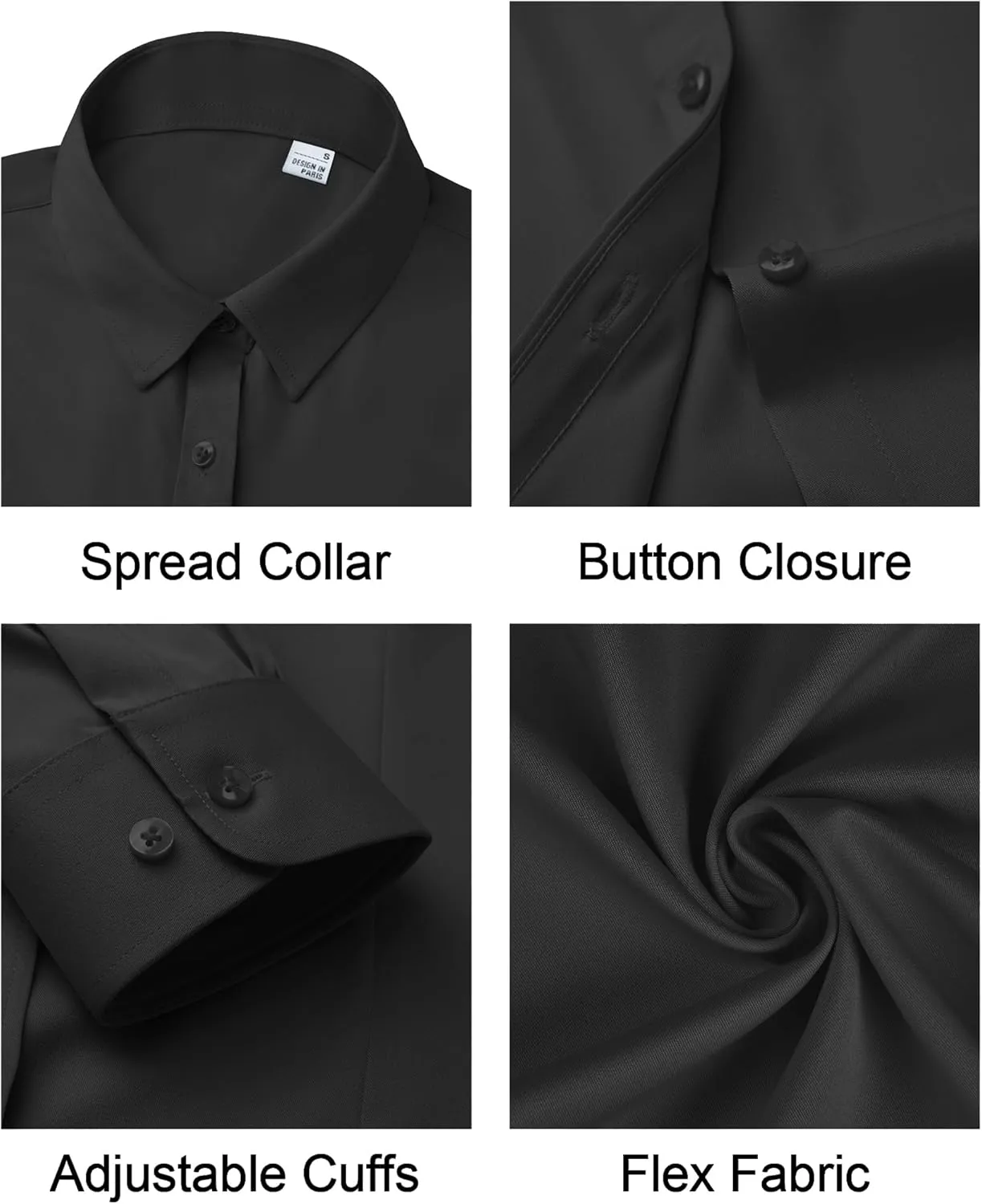 Women's Button Down Shirts Long Sleeve Dress Shirts Collared Fitted Work Office Blouse Tops Wrinkle Free