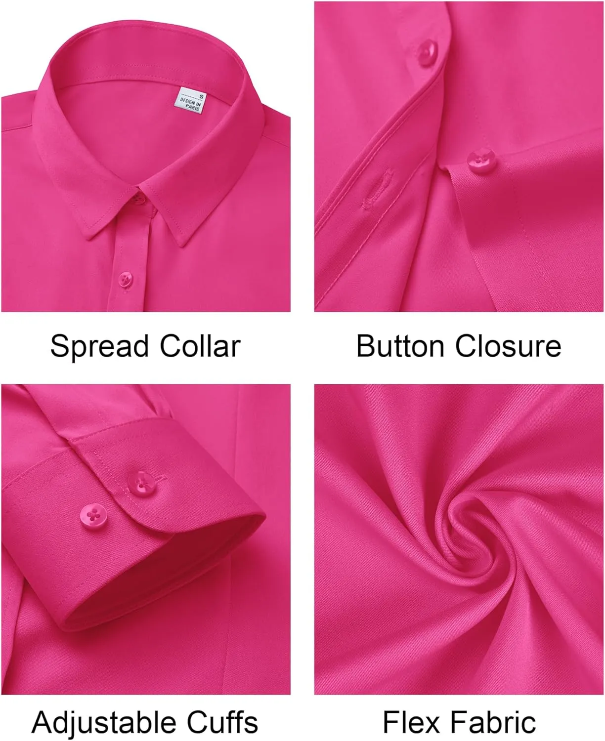 Women's Button Down Shirts Long Sleeve Dress Shirts Collared Fitted Work Office Blouse Tops Wrinkle Free