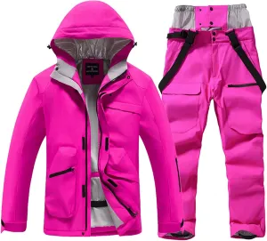 Women's Insulated Ski Suit Waterproof Windproof Ski Jackets and Pants Set Winter Warm Snowsuit Snowboarding Coat