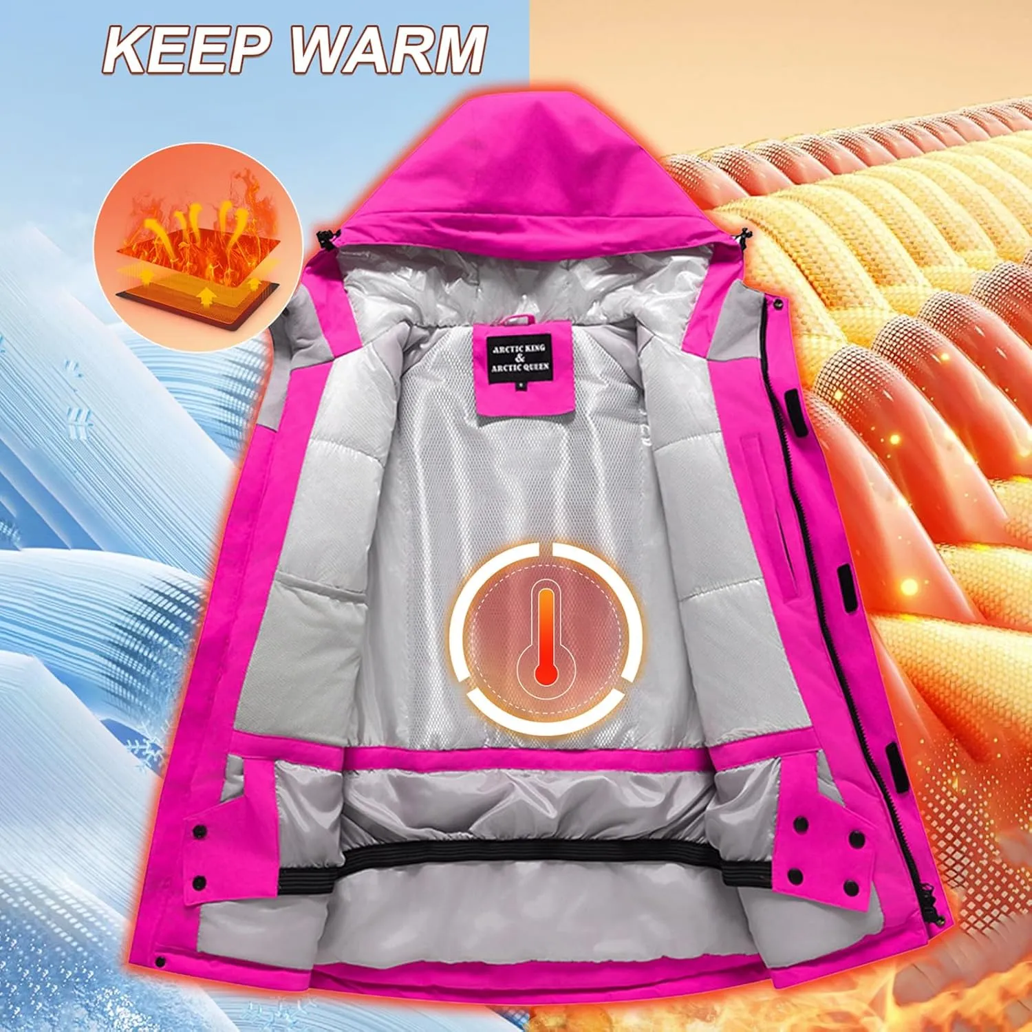 Women's Insulated Ski Suit Waterproof Windproof Ski Jackets and Pants Set Winter Warm Snowsuit Snowboarding Coat