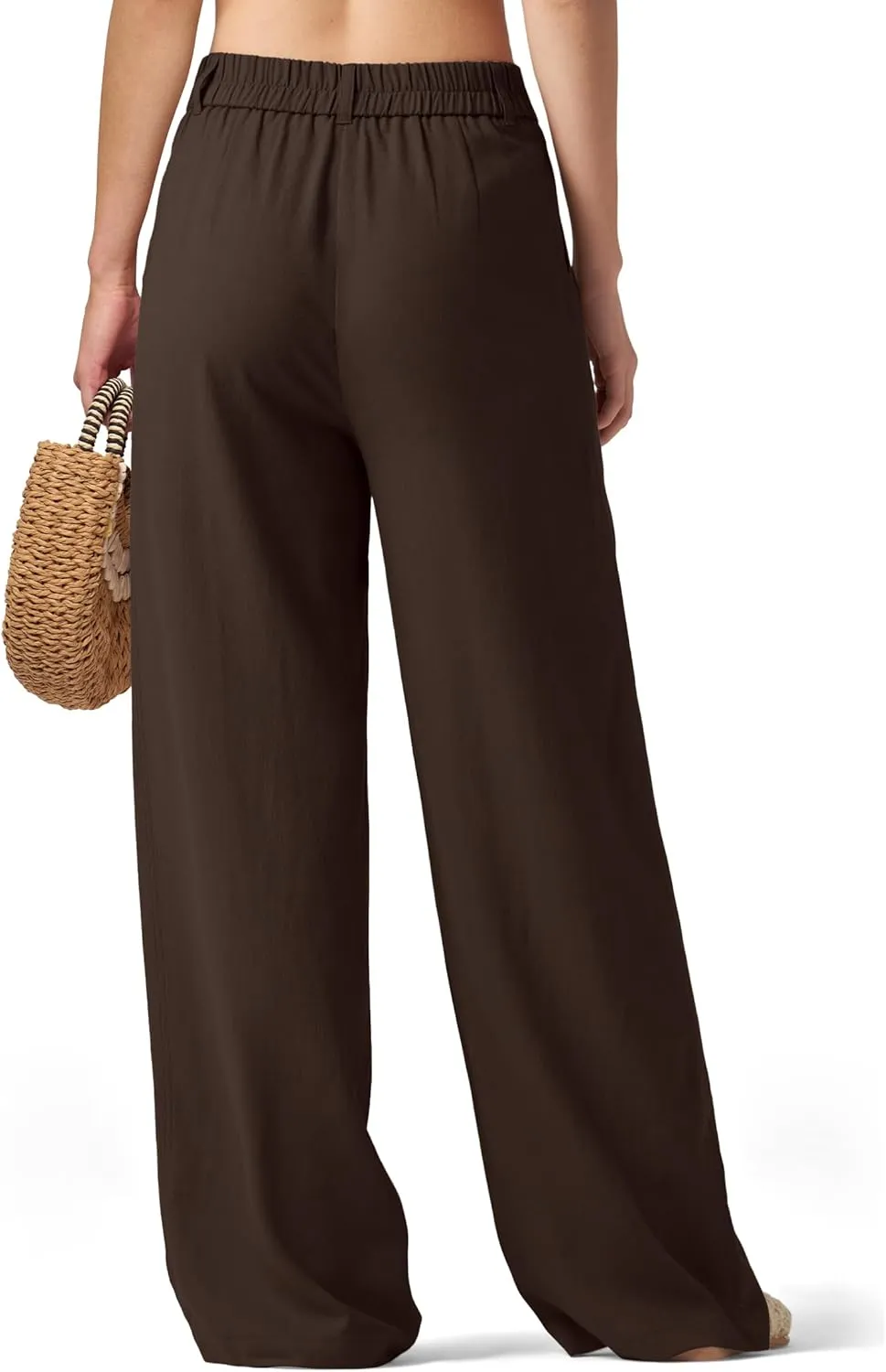 Women's Linen Pants Wide Leg Dressy Casual Beach Linen Pants Summer with Pockets 29" 31"