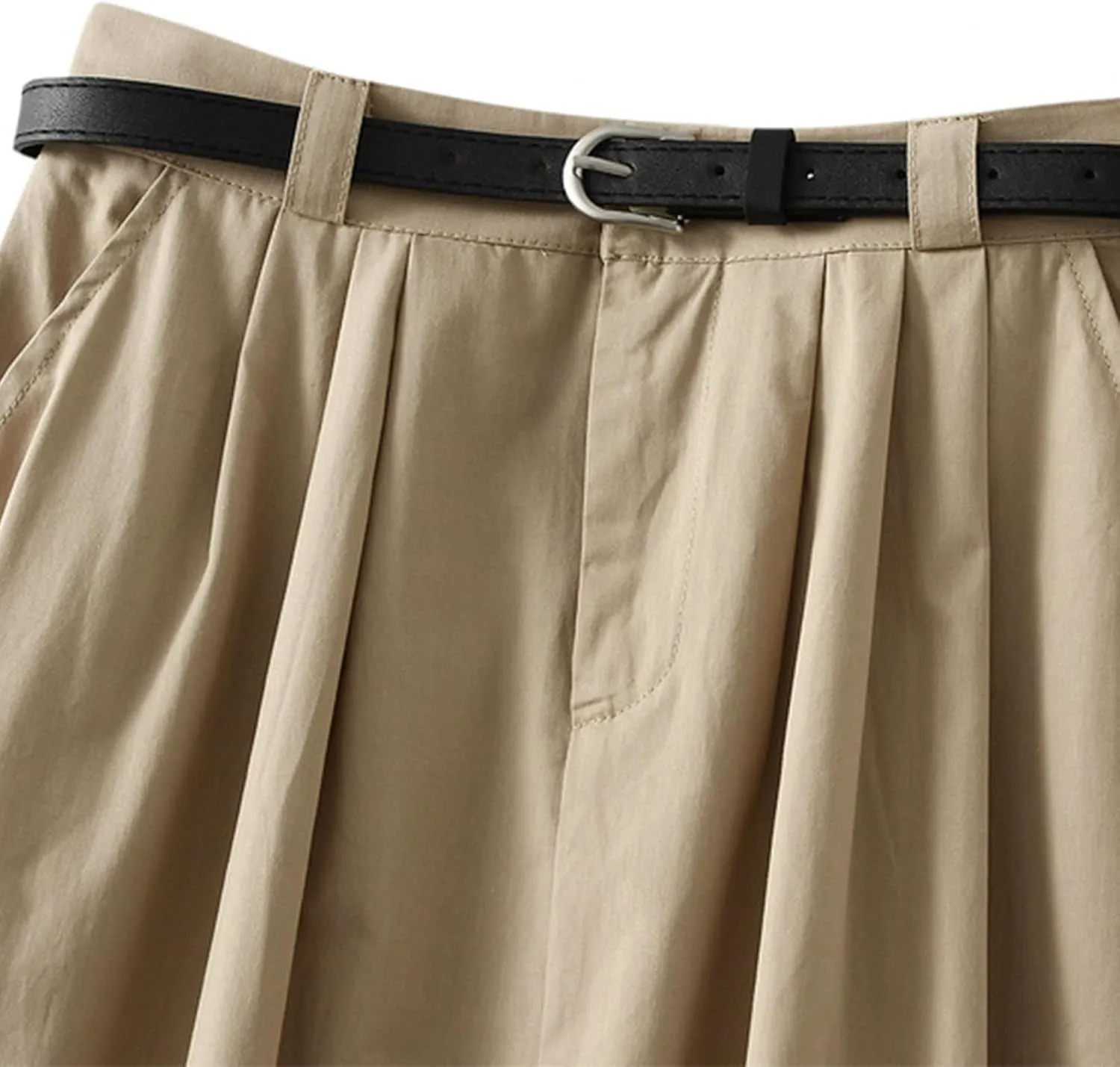 Womens Midi Skirt Pleated Midi Skirts Long Skirt with Pockets Flared Solid Color Dresses Comfort Umbrella Skirt