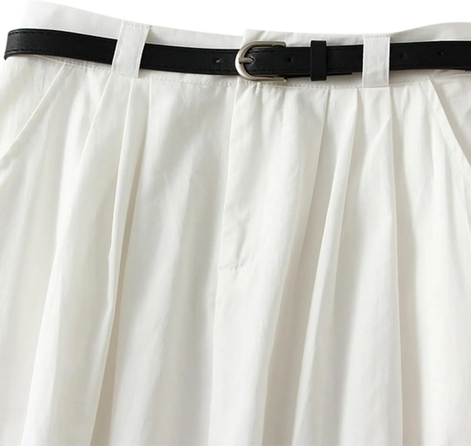 Womens Midi Skirt Pleated Midi Skirts Long Skirt with Pockets Flared Solid Color Dresses Comfort Umbrella Skirt