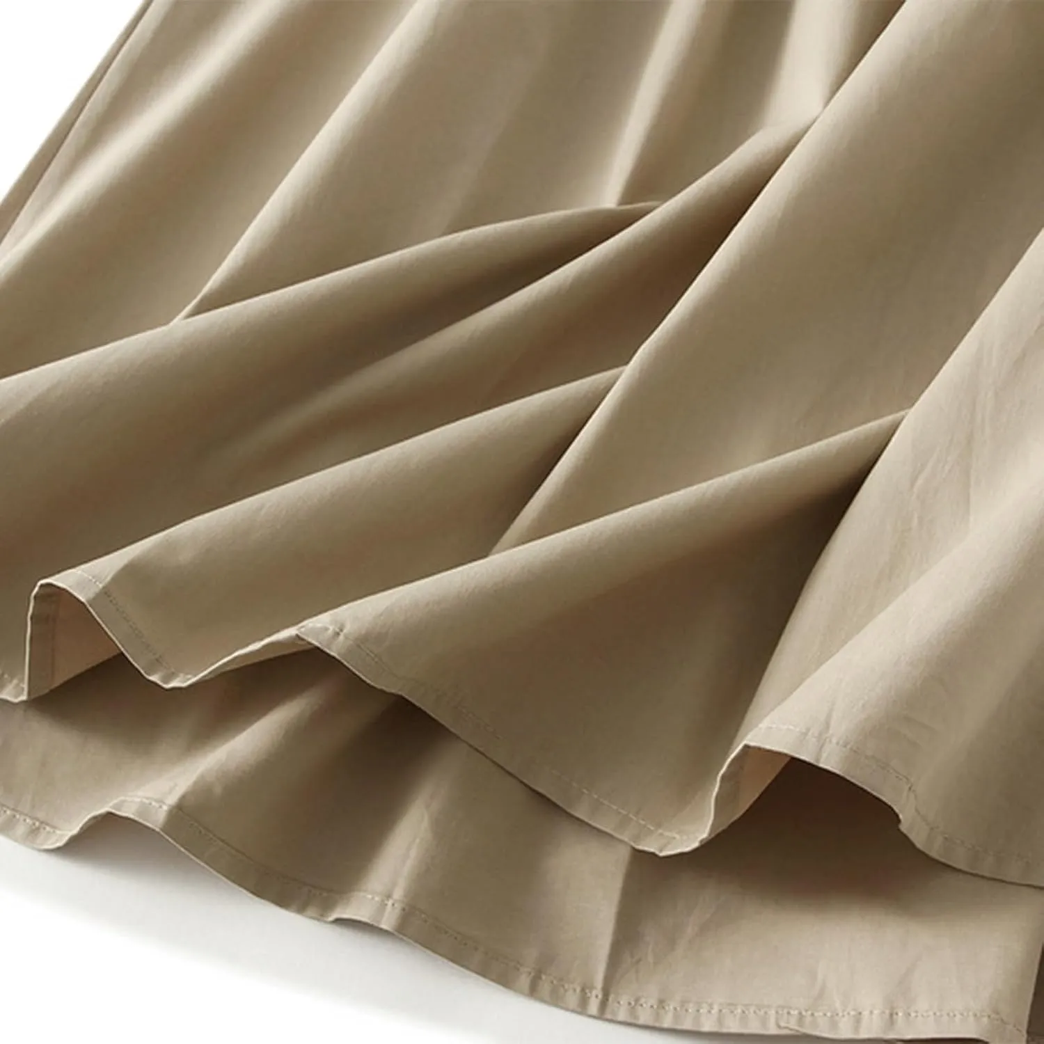 Womens Midi Skirt Pleated Midi Skirts Long Skirt with Pockets Flared Solid Color Dresses Comfort Umbrella Skirt