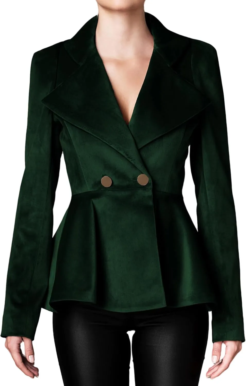 Women's Notched Lapel Vintage Office Button Front Velvet Blazer